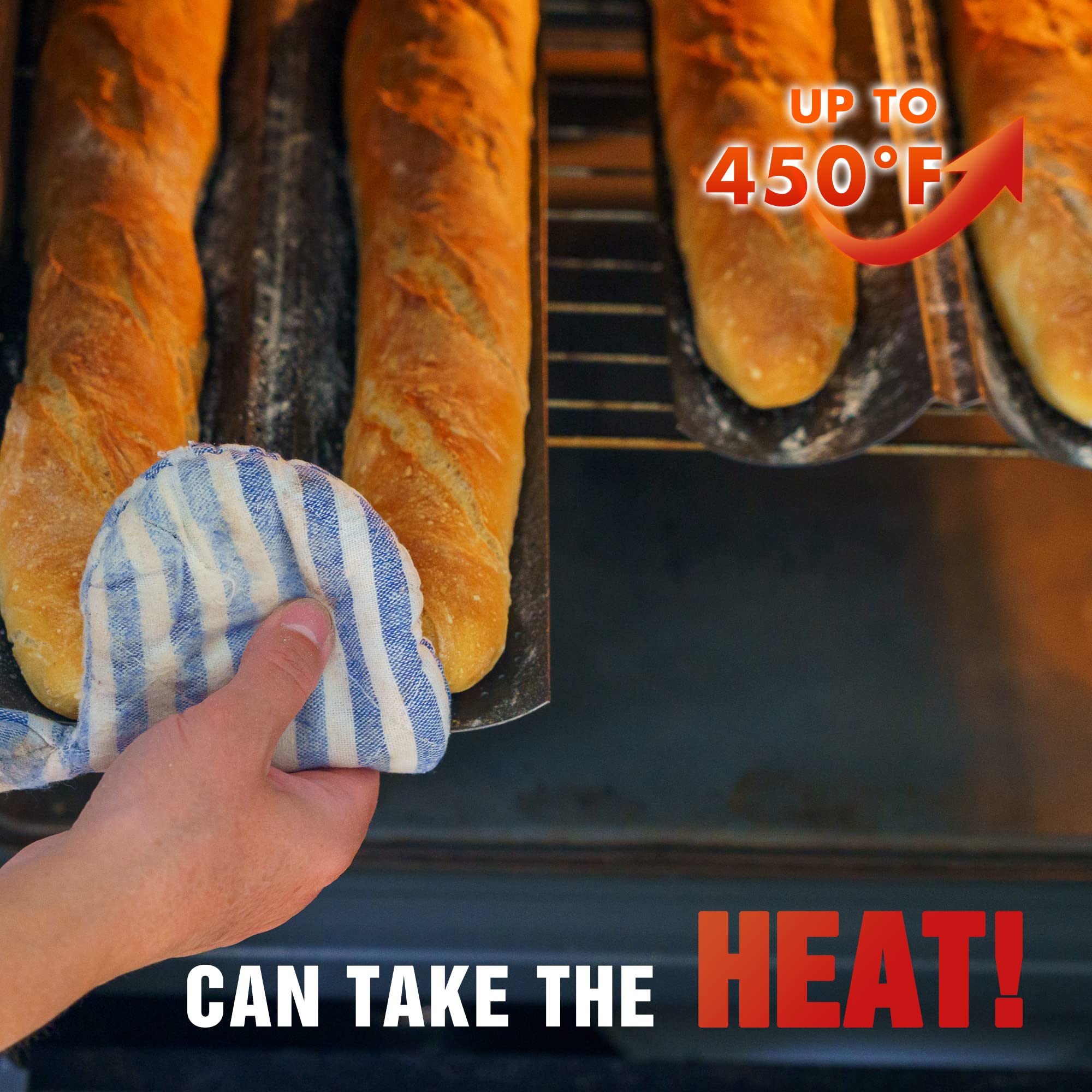 Kitessensu Nonstick Baguette Pans For French Bread Baking, Perforated 3 Loaves Baguettes Bakery Tray, 15 '' X 9 '', Black